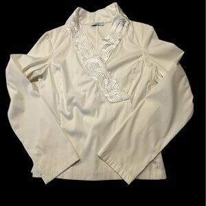 Authentic Pollini Italian White on White Blouse